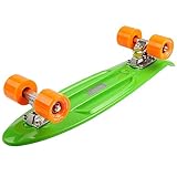 FunTomia® Mini-Board 57cm Skateboard mit oder ohne LED Leuchtrollen inkl. Aluminium Truck und Mach1 Kugellager in verschiedenen Farben zur Auswahl (Mini-Board in Grün / orange Rollen ohne LED) - 2