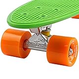 FunTomia® Mini-Board 57cm Skateboard mit oder ohne LED Leuchtrollen inkl. Aluminium Truck und Mach1 Kugellager in verschiedenen Farben zur Auswahl (Mini-Board in Grün / orange Rollen ohne LED) - 3